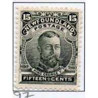 Newfoundland Sc 97 1910 15c  King George  V stamp mint