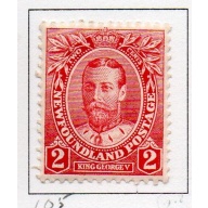Newfoundland Sc 105 1911 2 c George V stamp mint