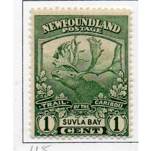 Newfoundland Sc 115 1919 1 c Caribou Sulva Bay stamp mint