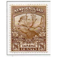 Newfoundland Sc 125 1919 24 c Caribou Cambrai stamp mint