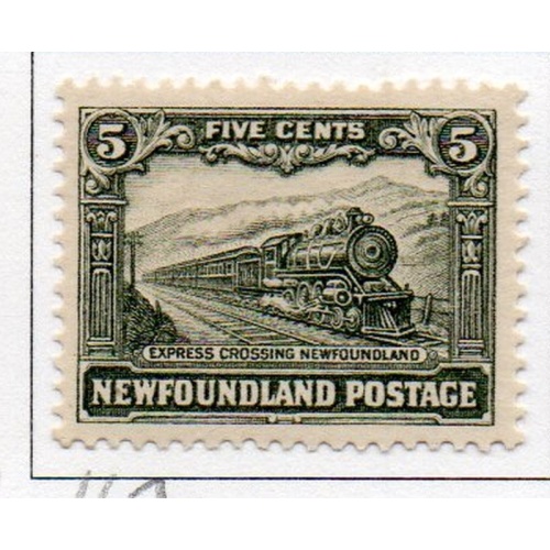 Newfoundland Sc 167 1928 5 c slate green Train  stamp mint