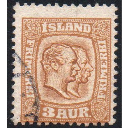 Iceland Sc 72 1907 3 aur yellow brown 2 Kings stamp used