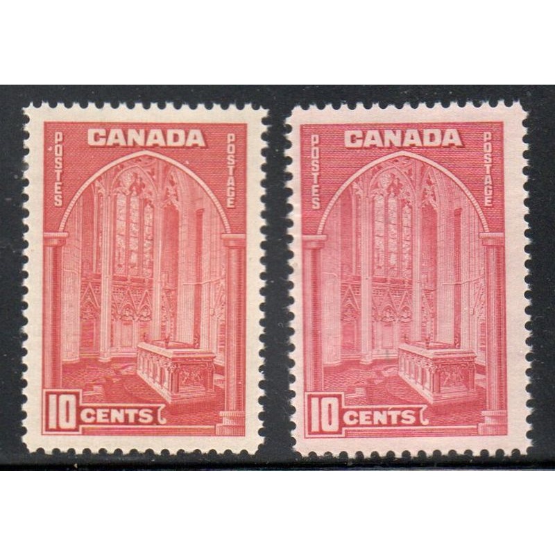 Canada Sc 241 1938 10 c dark carmine & carmine rose stamps mint NH