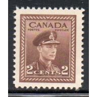 Canada Sc 250 1942 2c brown George VI stamp mint NH