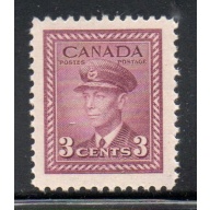 Canada Sc 252 1943  3c rose violet George VI stamp mint NH