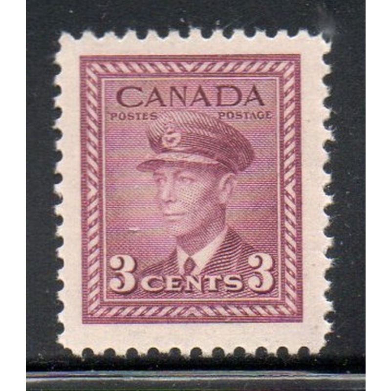 Canada Sc 252 1943  3c rose violet George VI stamp mint NH