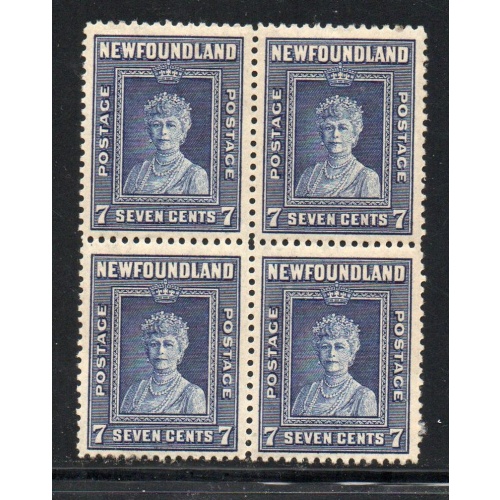 Newfoundland Sc 258 1941 7c Queen Mary  stamp block of 4 mint