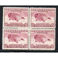 Newfoundland Sc 262 1941 15c Seal  stamp block of 4 mint