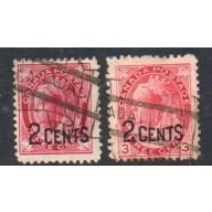 Canada Sc 87-88 1899 2 c overprint  on 3 c Victoria  stamp  set used