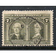 Canada Sc 100 1908 7c Wolfe & Montcalm stamp used