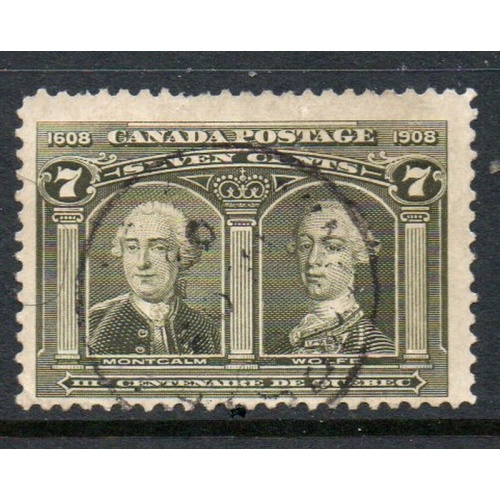Canada Sc 100 1908 7c Wolfe & Montcalm stamp used
