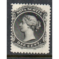 Nova Scotia Sc 8a 1860 1 c black Victoria stamp mint on white paper