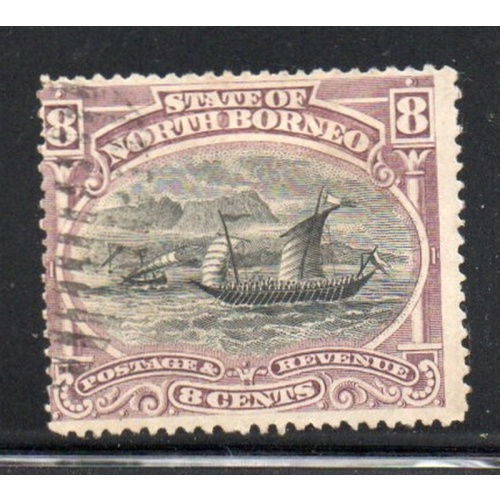 North Broneo Sc 64 1884 8c Malay Dhow stamp used