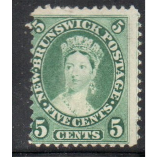 New Brunswick Sc 8 1860 5c yellow green Victoria stamp mint