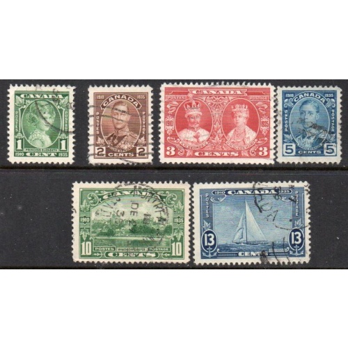 Canada Sc 211-216 1935 G V Silver Jubilee issue stamp set used