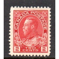Canada Sc 106 2 c deep red shade G V Admiral stamp mint