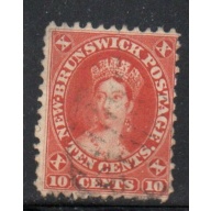 New Brunswick Sc 9  1860 10c vermilion Victoria stamp used