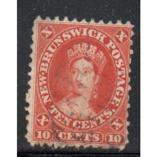 New Brunswick Sc 9  1860 10c vermilion Victoria stamp used