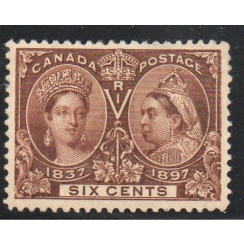 Canada Sc 55 1897 6c yellow brown Victoria Jubilee stamp mint