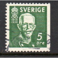 Sweden Sc 278a 1938 5 ore Gustaf V stamp perf on 3 sides used