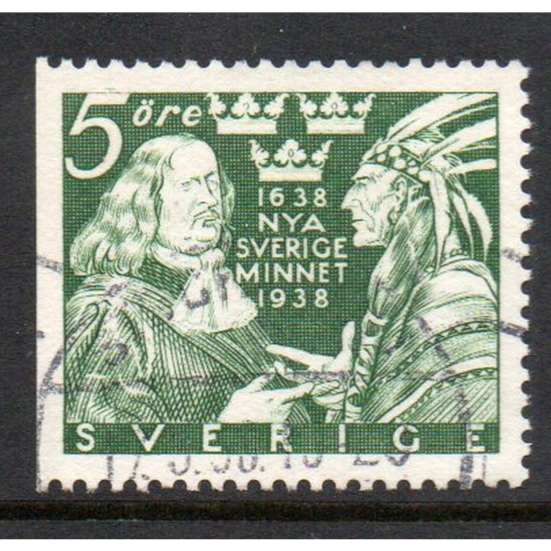 Sweden Sc 273a 1938 5 ore Prinz & Indian stamp perf on 3 sides used