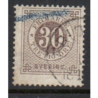 Sweden Sc 35 1877 30 ore brown numeral of value stamp used