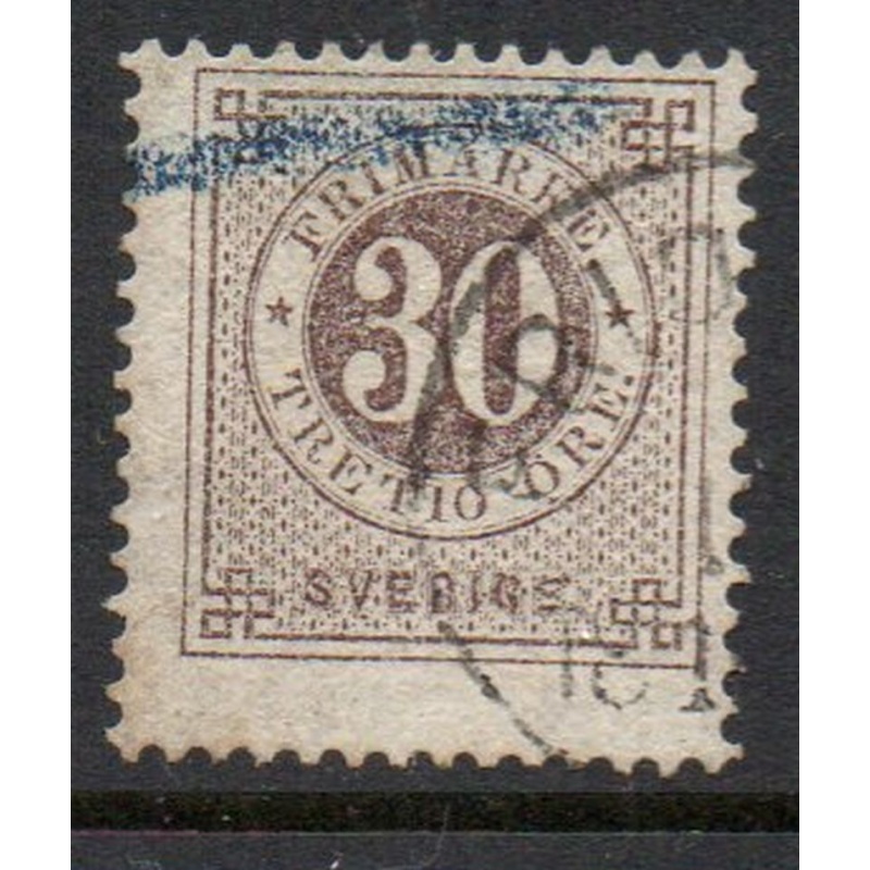Sweden Sc 35 1877 30 ore brown numeral of value stamp used
