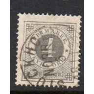Sweden Sc 42 1886 4 ore gray numeral of value stamp used post horn on back