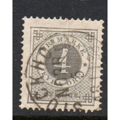 Sweden Sc 42 1886 4 ore gray numeral of value stamp used post horn on back