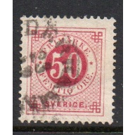 Sweden Sc 48 1886 50  ore rose numeral of value stamp used post horn on back