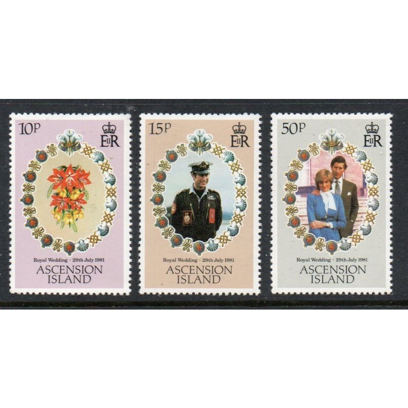 Ascension Sc 294-296 1991 Royal Wedding Charles & Diana stamp set mint NH