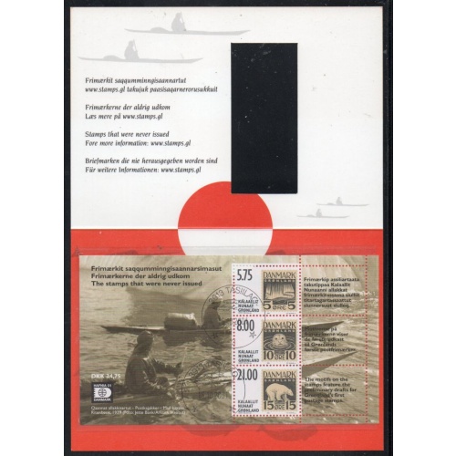 Greenland Sc 389a 2001 Unused designs stamp sheet in folder used