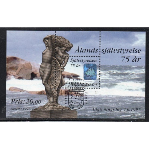 Aland Finland Sc 137 1997 75th Anniversary Autonomy stamp sheet used