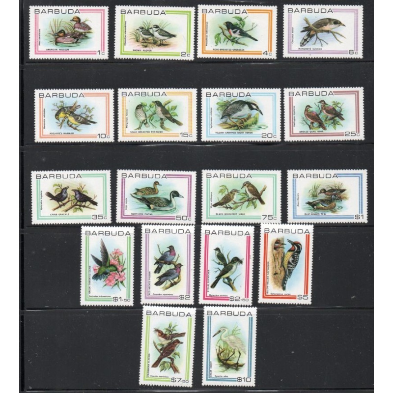 Barbuda Sc 431-448 1980 Birds long stamp set mint NH