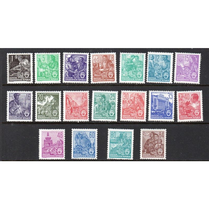 Germany DDR Sc 187-204 1953-54 long stamp set mint