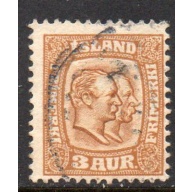 Iceland Sc 72 1907 3 aur yellow brown & ochre 2 Kings stamp used