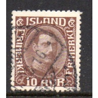 Iceland Sc 181 1931 10 aur chocolate Christian X stamp used