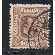 Iceland Sc 78 1907 16 aur brown 2 Kings stamp used