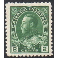 Canada Sc 107 1922 2c yellow green  George V Admiral stamp mint