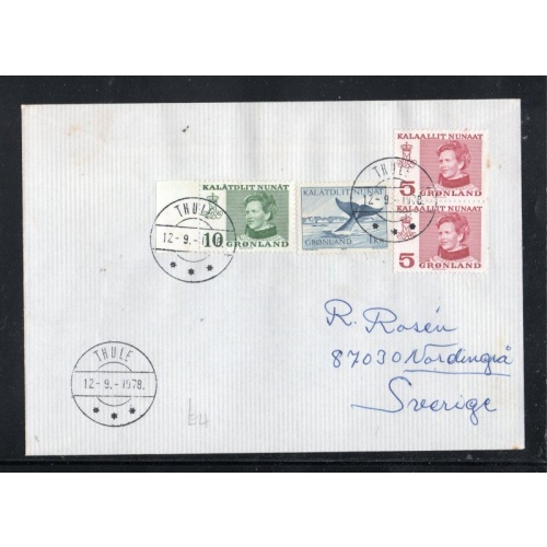 Greenland Sc 56,57,71 on 1978 cover Thule to Sweden used