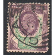 Great Britain Sc 129 1902 1 1/2d violet & green Edward VII stamp used