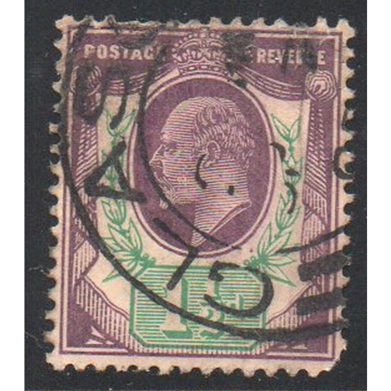 Great Britain Sc 129 1902 1 1/2d violet & green Edward VII stamp used