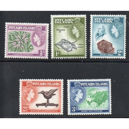 Pitcairn Island Sc 20-24 1957 QE II low value stamps mint