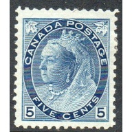 Canada Sc 79 1899 5c  blue Victoria Numeral stamp mint