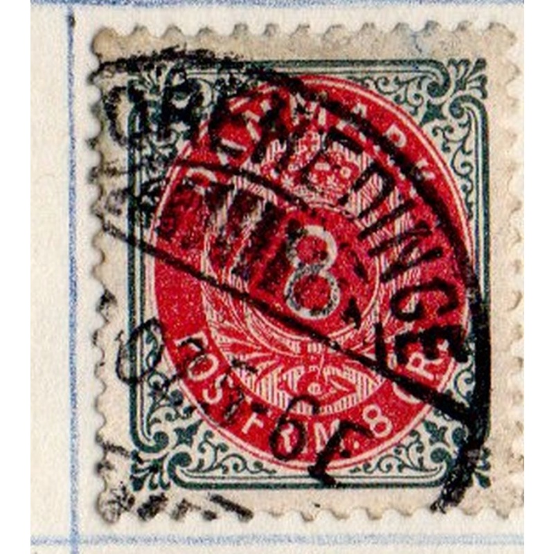 Denmark Sc 28 1875  8 ore slate & carmine stamp used