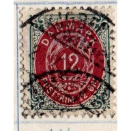 Denmark Sc 46 Sc 1895 12 ore slate & dull lake stamp used
