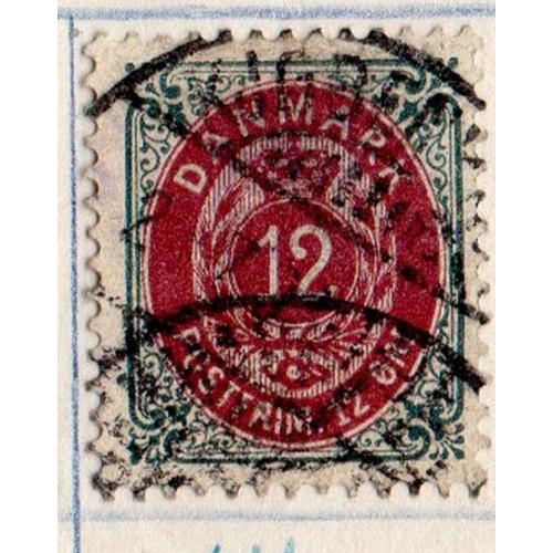 Denmark Sc 46 Sc 1895 12 ore slate & dull lake stamp used