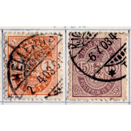 Denmark Sc 53-54 1902 Arms stamp set used