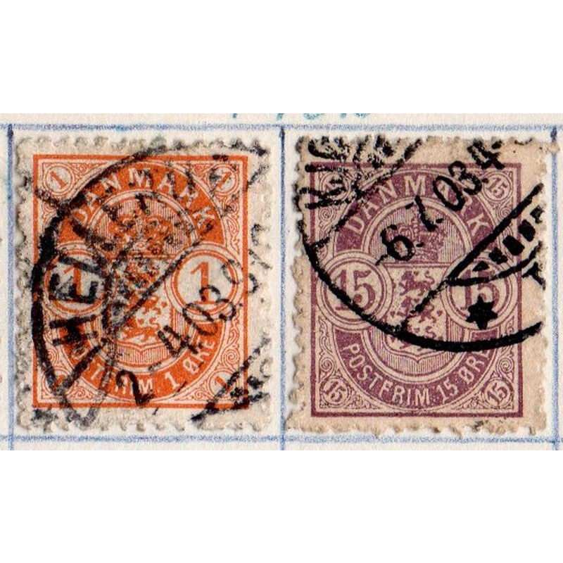 Denmark Sc 53-54 1902 Arms stamp set used