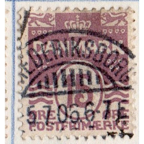 Denmark Sc 63 1905 15 ore lilac wavy lines stamp used